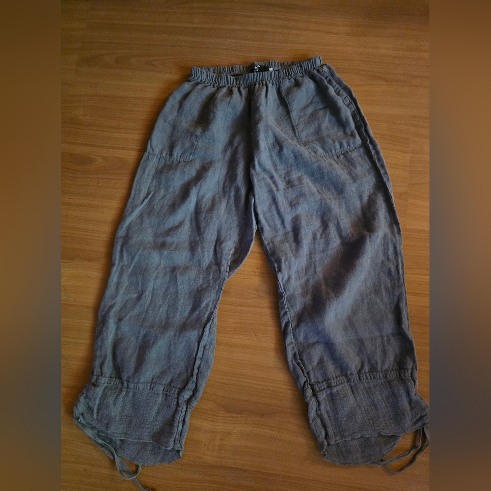 Fenini Small Gray Casual Linen Pants